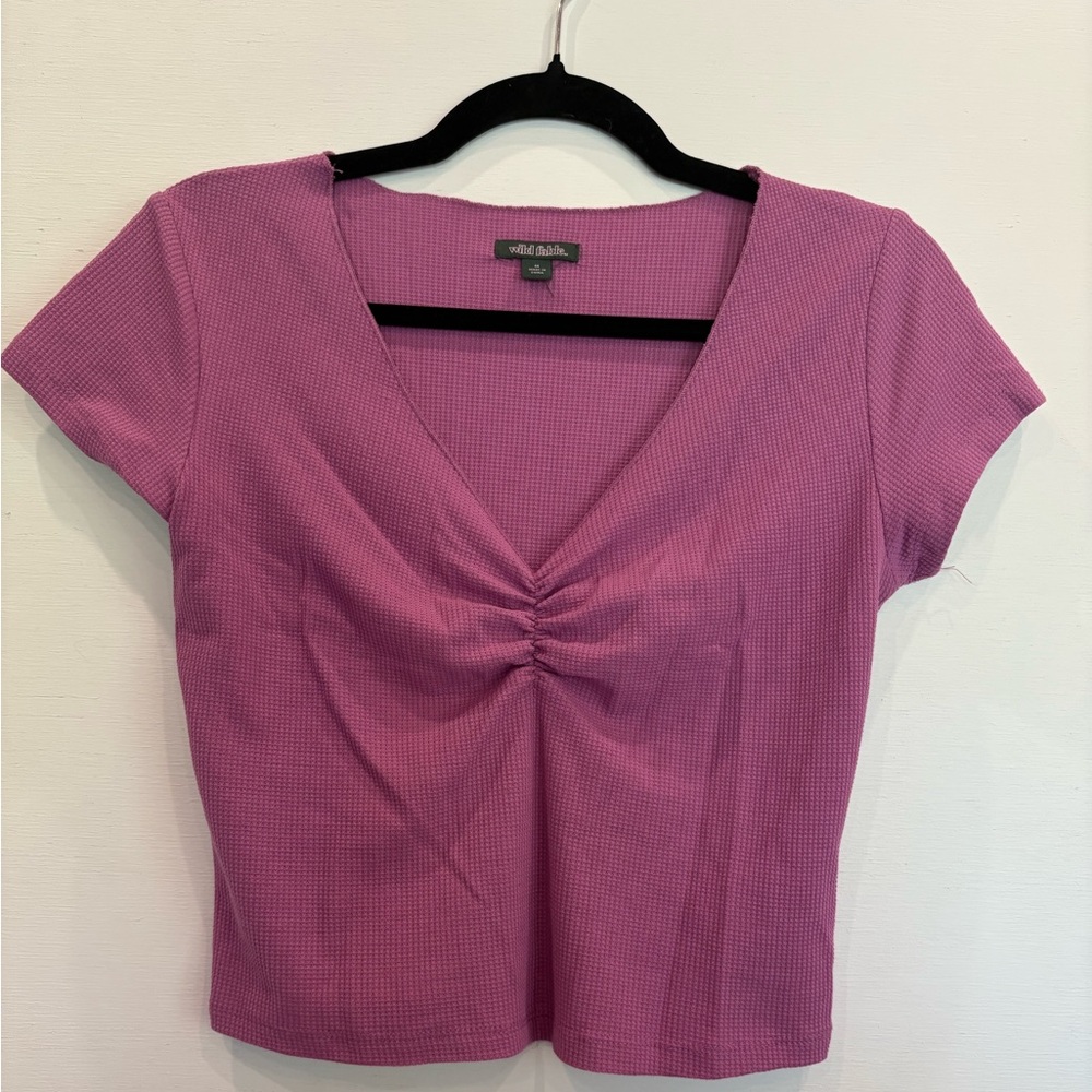 Wild Fable Mauve Ruched V-Neck Blouse